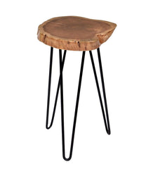 Plow &amp; Hearth Accent Tables | Indoor Living Live Edge Acacia Wood Accent Table With Hairpin Legs - Black