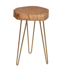 Plow &amp; Hearth Accent Tables | Indoor Living Live Edge Acacia Wood Accent Table With Hairpin Legs - Black