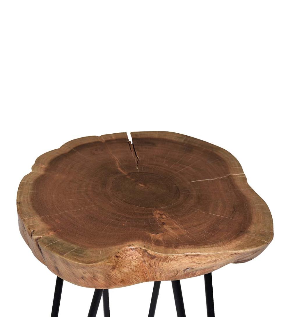 Plow &amp; Hearth Accent Tables | Indoor Living Live Edge Acacia Wood Accent Table With Hairpin Legs - Black