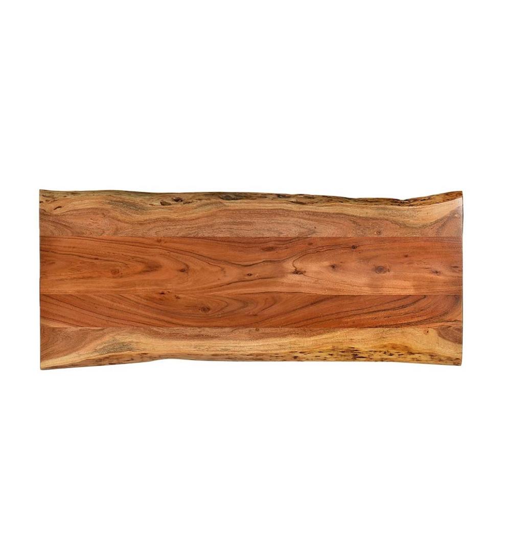 Plow &amp; Hearth Accent Tables | Indoor Living Live Edge Acacia Wood Bench/Table With Hairpin Legs - Black