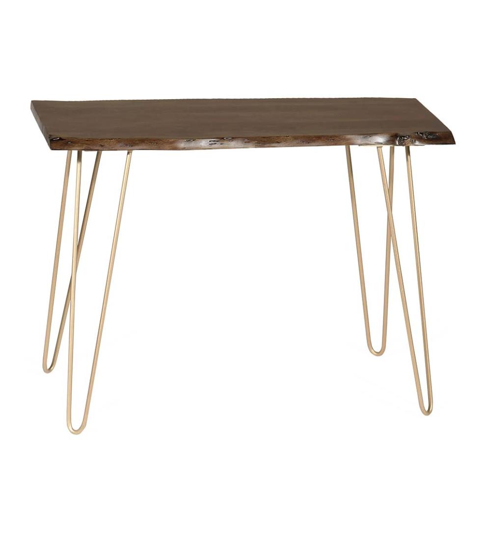 Plow &amp; Hearth Accent Tables | Indoor Living Live Edge Acacia Wood Console Table With Hairpin Legs - Black