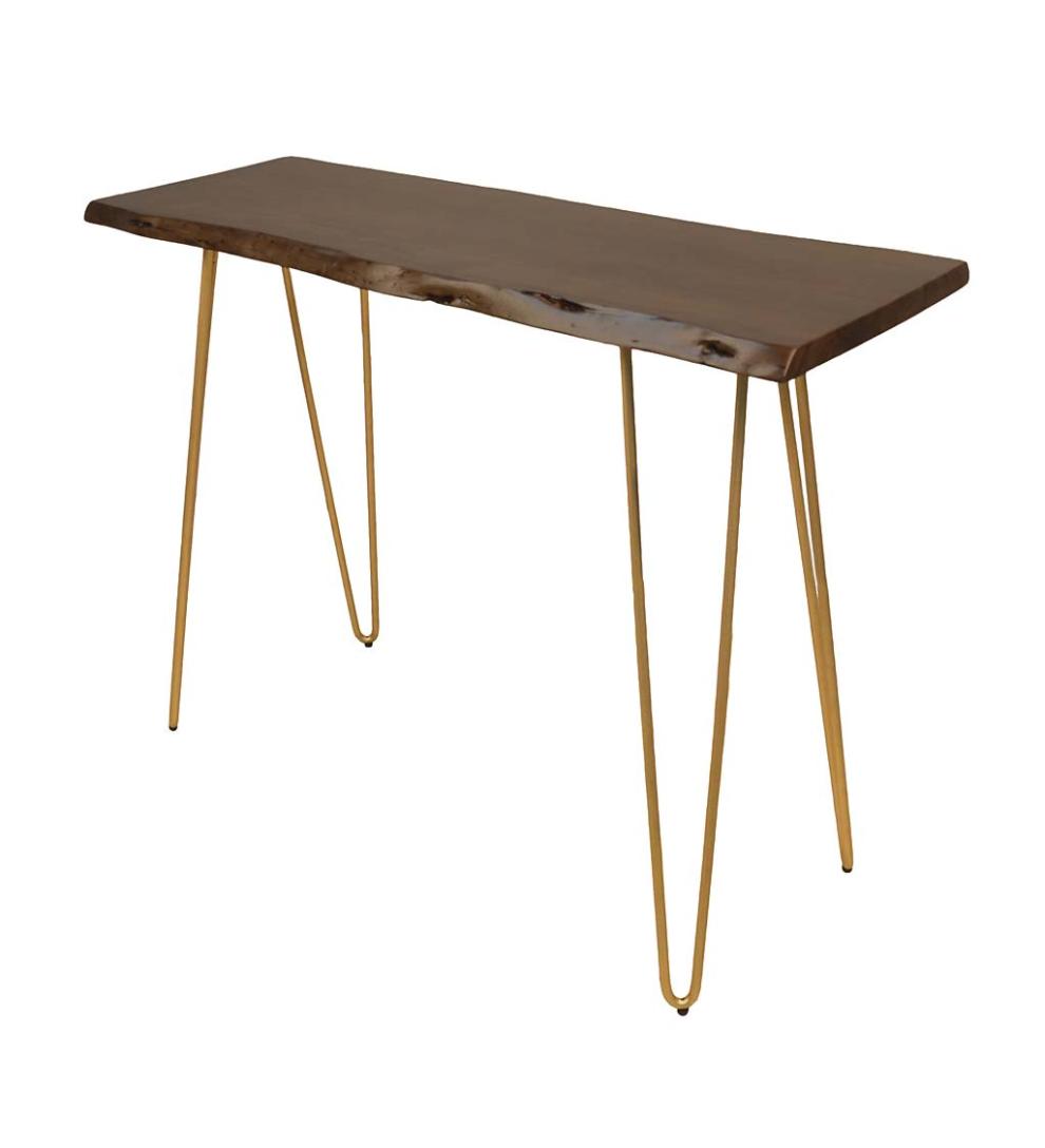 Plow &amp; Hearth Accent Tables | Indoor Living Live Edge Acacia Wood Console Table With Hairpin Legs - Black