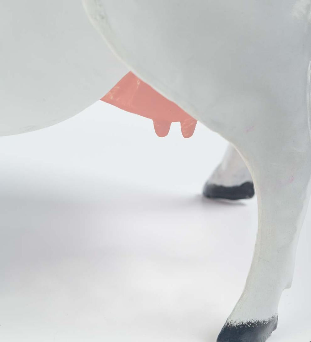 Plow &amp; Hearth Accent Tables | Indoor Living Metal Cow Accent Table With Storage Compartment