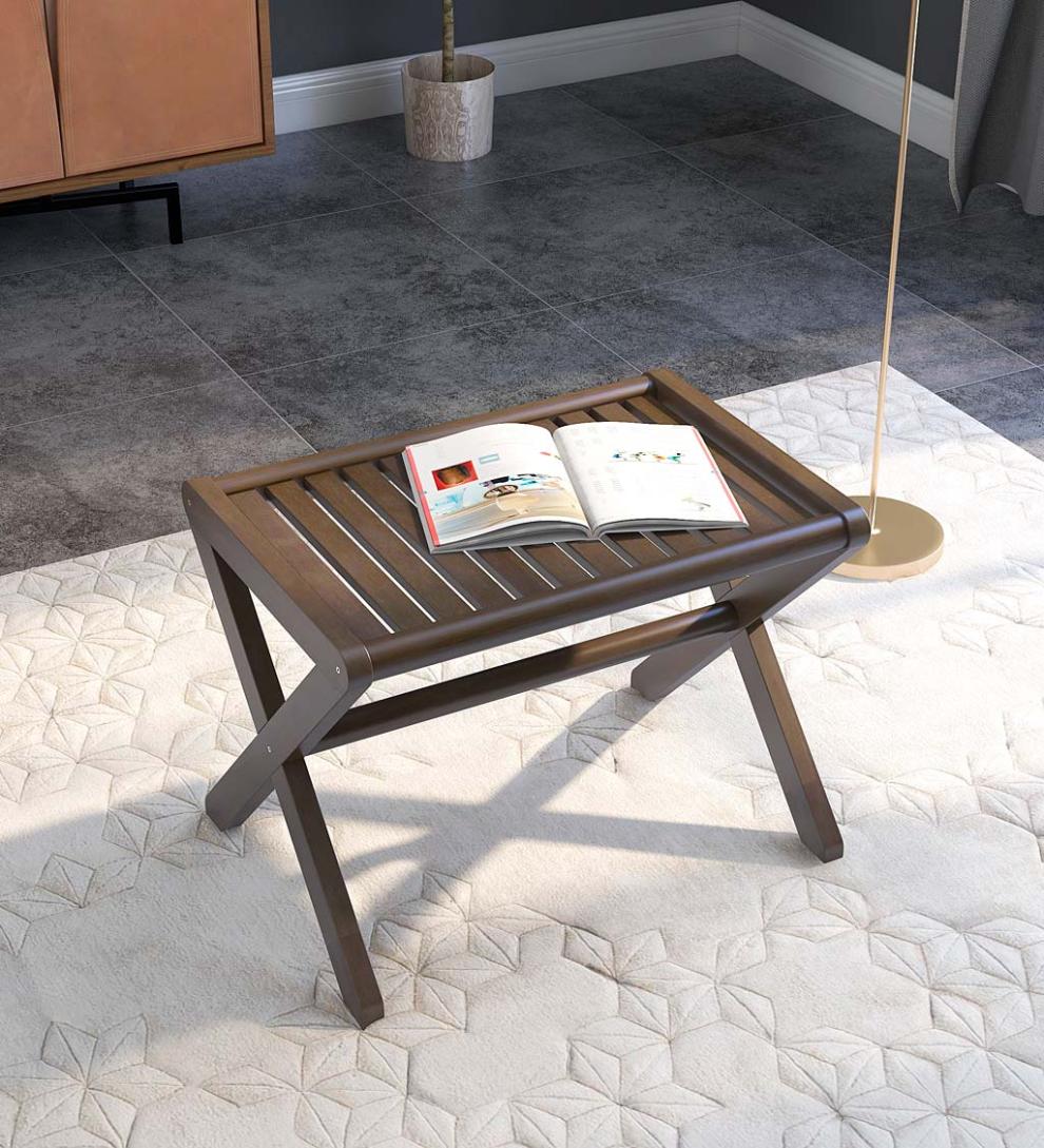 Plow &amp; Hearth Accent Tables | Indoor Living Modern Farmhouse Wood Stool/Bench - Espresso