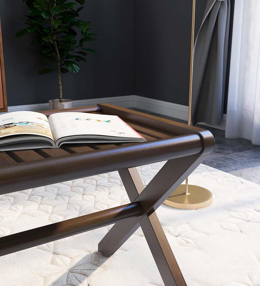 Plow &amp; Hearth Accent Tables | Indoor Living Modern Farmhouse Wood Stool/Bench - Espresso