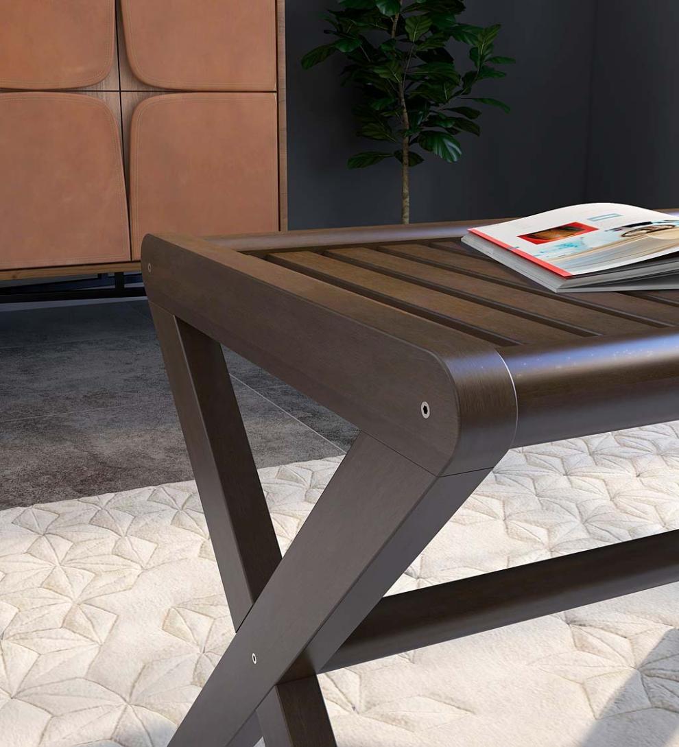 Plow &amp; Hearth Accent Tables | Indoor Living Modern Farmhouse Wood Stool/Bench - Espresso