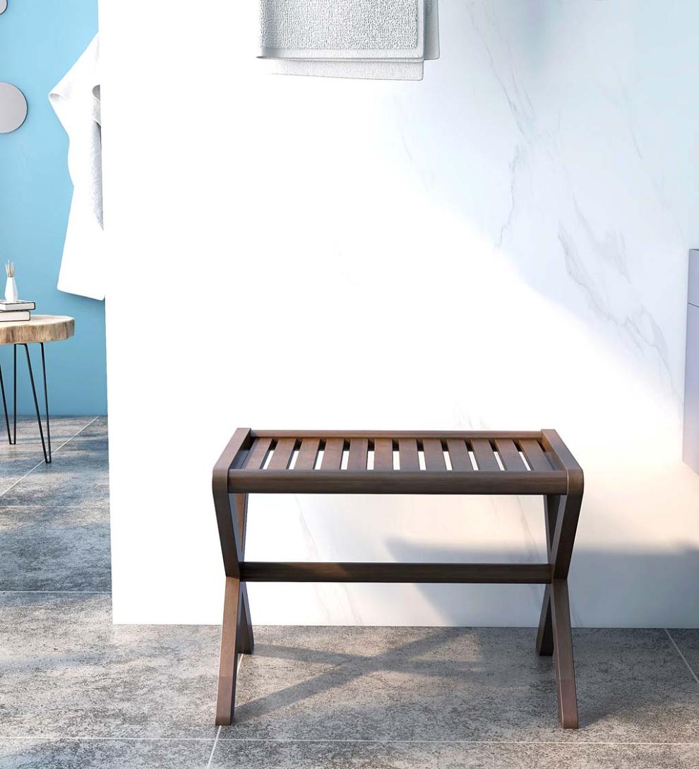 Plow &amp; Hearth Accent Tables | Indoor Living Modern Farmhouse Wood Stool/Bench - Espresso