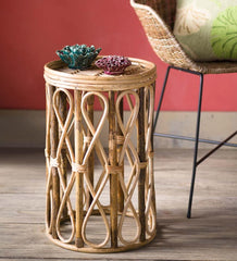 Plow &amp; Hearth Accent Tables | Indoor Living Open Rattan Drum Side Table