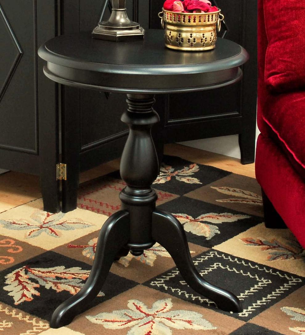 Plow &amp; Hearth Accent Tables | Indoor Living Pedestal-Based Wooden Accent Table - Antique Black