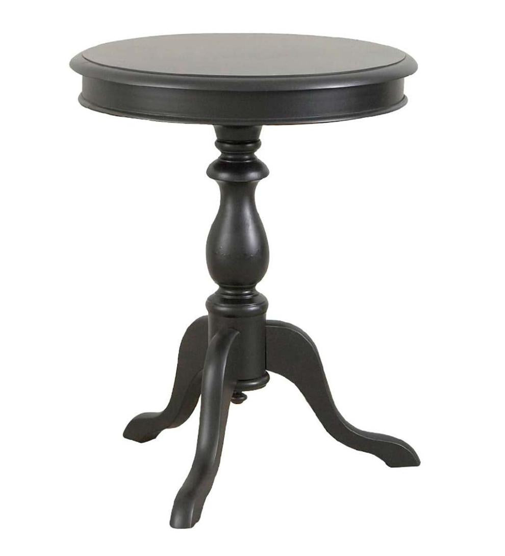 Plow &amp; Hearth Accent Tables | Indoor Living Pedestal-Based Wooden Accent Table - Antique Black