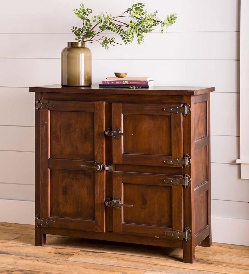 Plow &amp; Hearth Accent Tables | Indoor Living Portland Ice Box Wood Console Table With Replica Hardware - Walnut