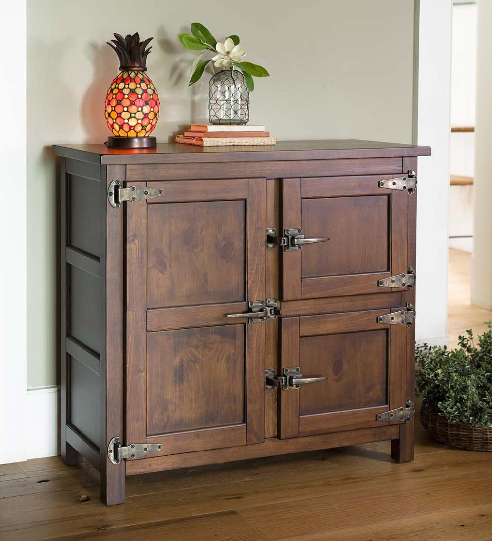 Plow &amp; Hearth Accent Tables | Indoor Living Portland Ice Box Wood Console Table With Replica Hardware - Walnut