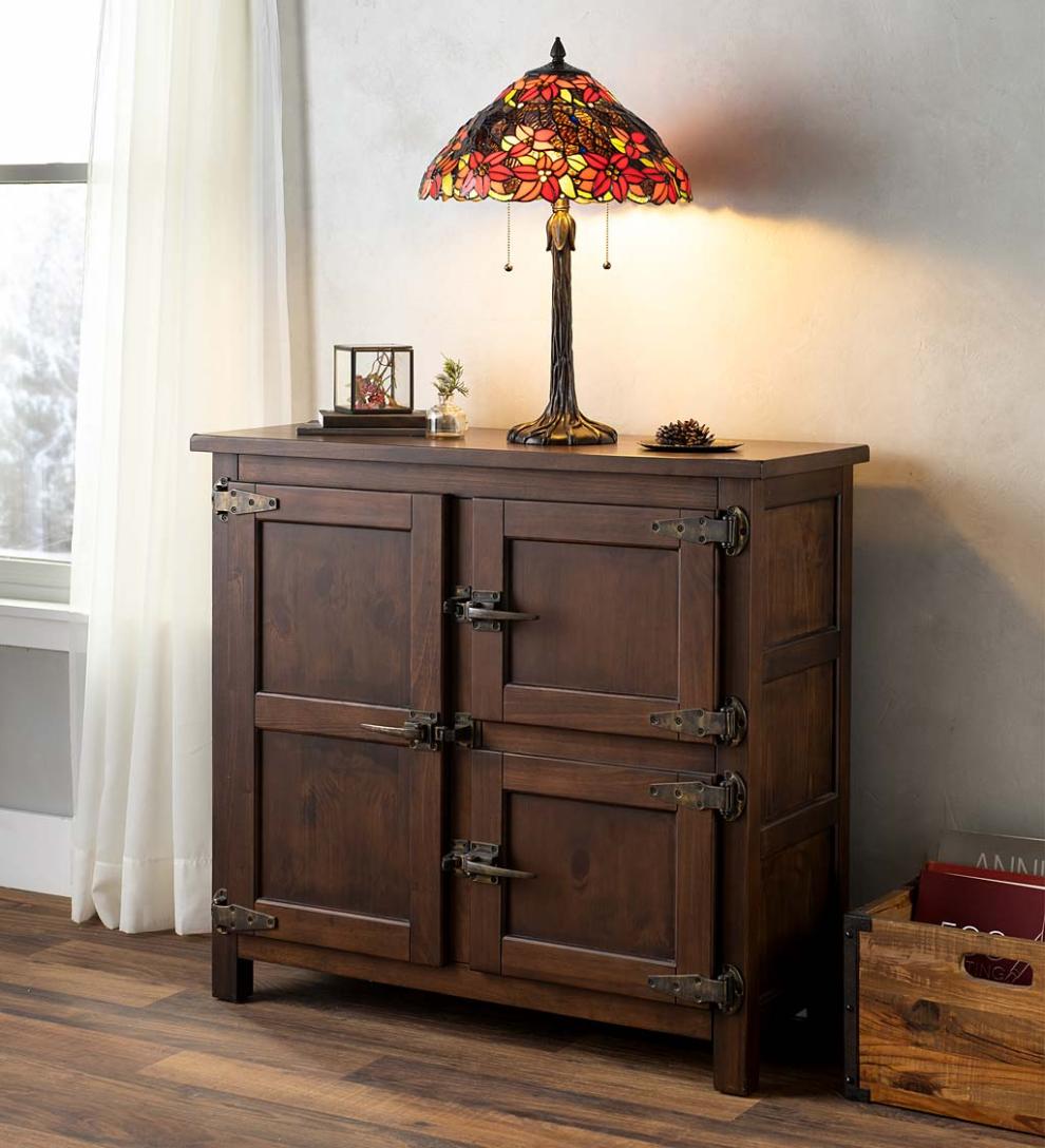 Plow &amp; Hearth Accent Tables | Indoor Living Portland Ice Box Wood Console Table With Replica Hardware - Walnut
