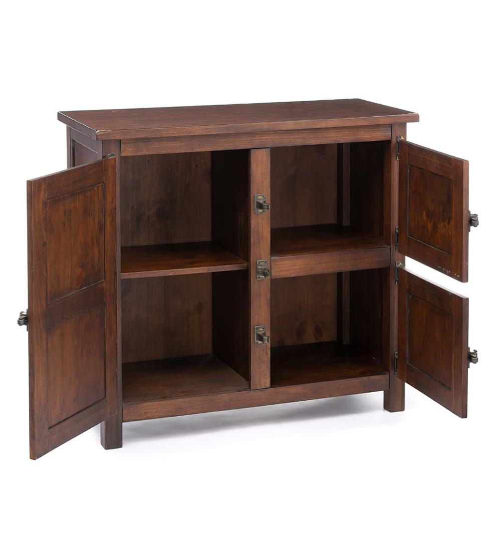 Plow &amp; Hearth Accent Tables | Indoor Living Portland Ice Box Wood Console Table With Replica Hardware - Walnut