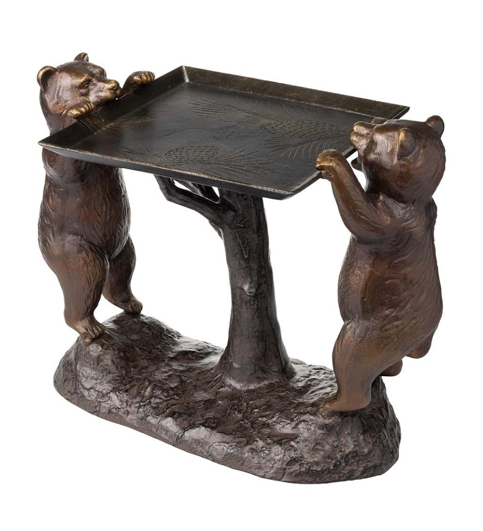Plow &amp; Hearth Accent Tables | Indoor Living Recycled Cast Aluminum Bear Cub Accent Table