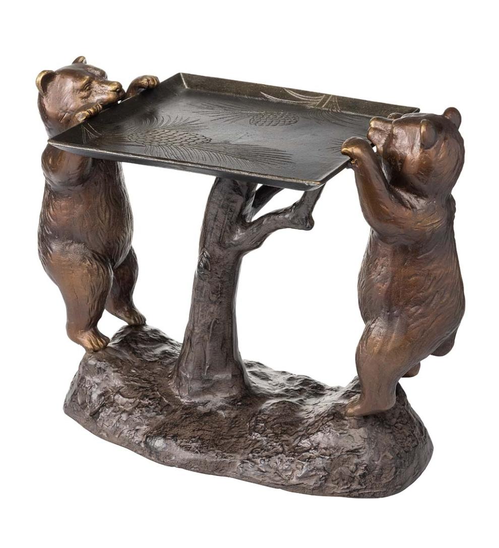 Plow &amp; Hearth Accent Tables | Indoor Living Recycled Cast Aluminum Bear Cub Accent Table