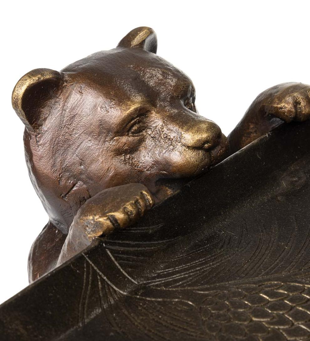 Plow &amp; Hearth Accent Tables | Indoor Living Recycled Cast Aluminum Bear Cub Accent Table