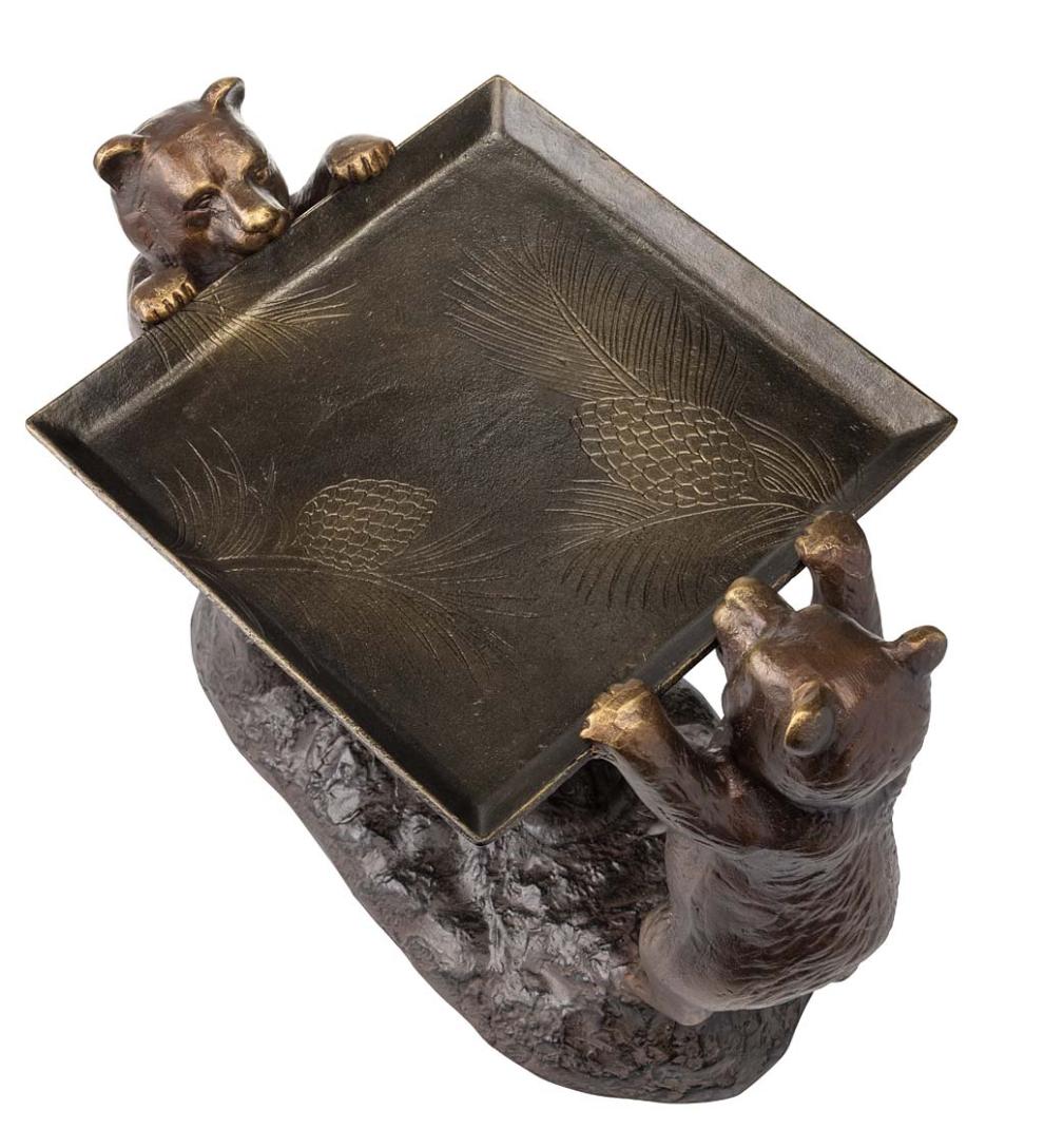 Plow &amp; Hearth Accent Tables | Indoor Living Recycled Cast Aluminum Bear Cub Accent Table