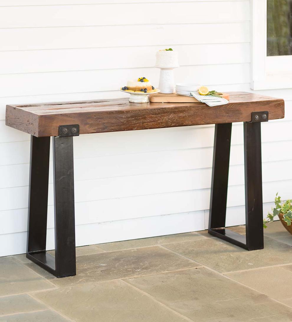 Plow &amp; Hearth Accent Tables | Indoor Living Richland Indoor/Outdoor Reclaimed Wood Console Table