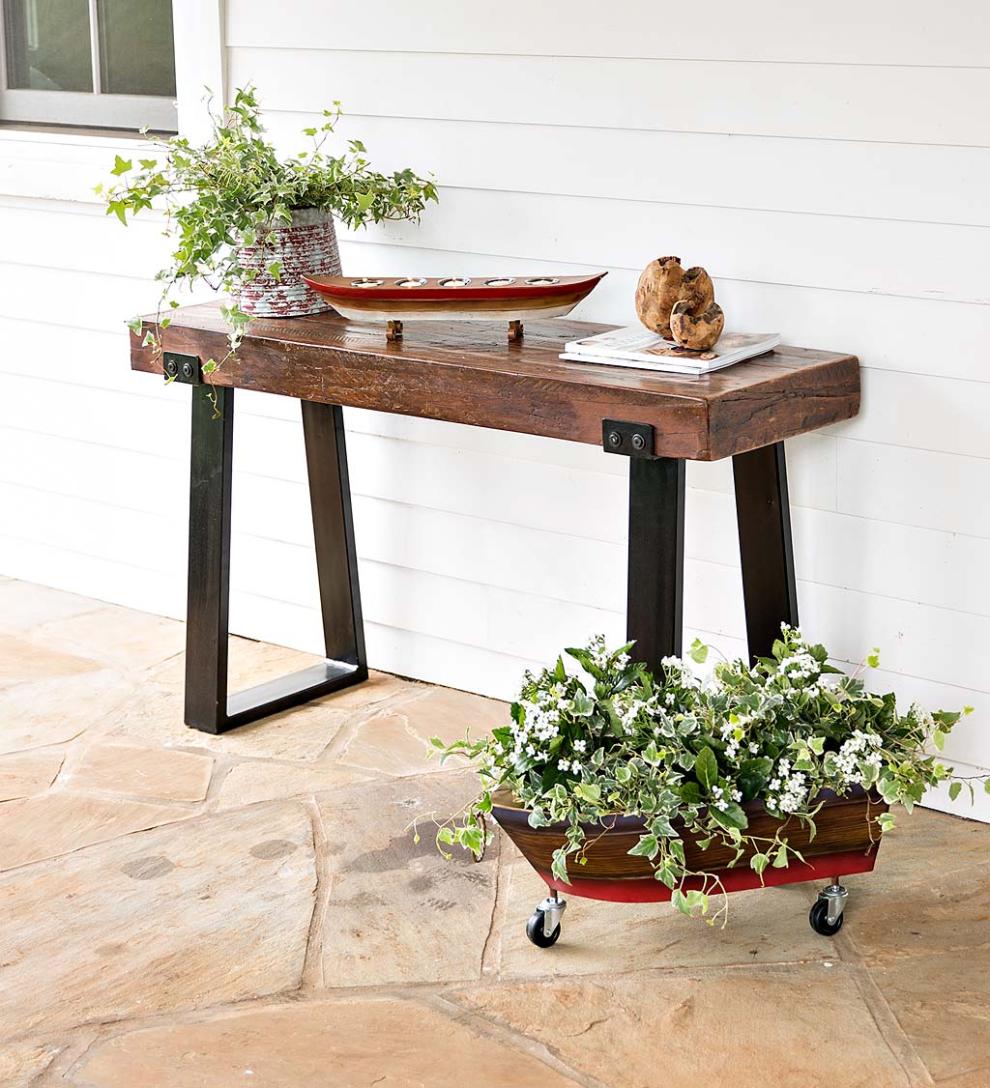 Plow &amp; Hearth Accent Tables | Indoor Living Richland Indoor/Outdoor Reclaimed Wood Console Table
