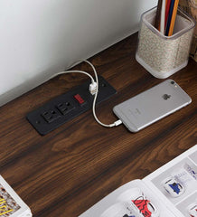 Plow &amp; Hearth Accent Tables | Indoor Living Rolling Weston Writing Desk With Built-In Charging Station And Wheels - Espresso