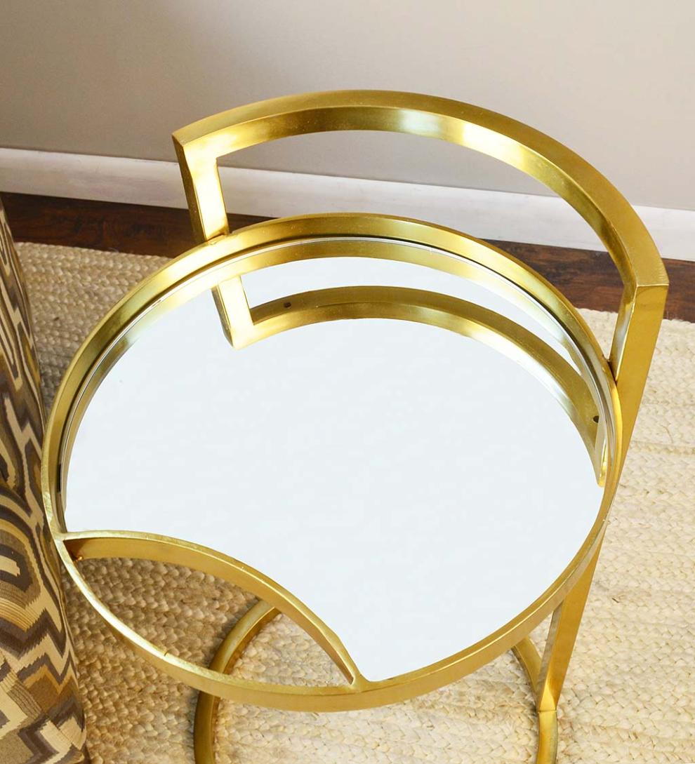 Plow &amp; Hearth Accent Tables | Indoor Living Round Mirror Topped Accent Table - Gold