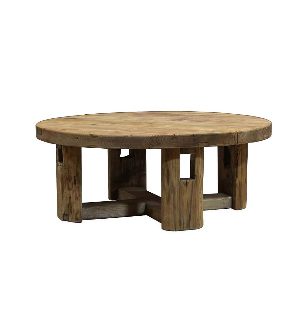 Plow &amp; Hearth Accent Tables | Indoor Living Rowan Ridge Reclaimed Wood Round Coffee/Cocktail Table