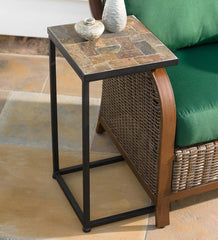 Plow &amp; Hearth Accent Tables | Indoor Living Slate Mosaic Pull-Up Side Table