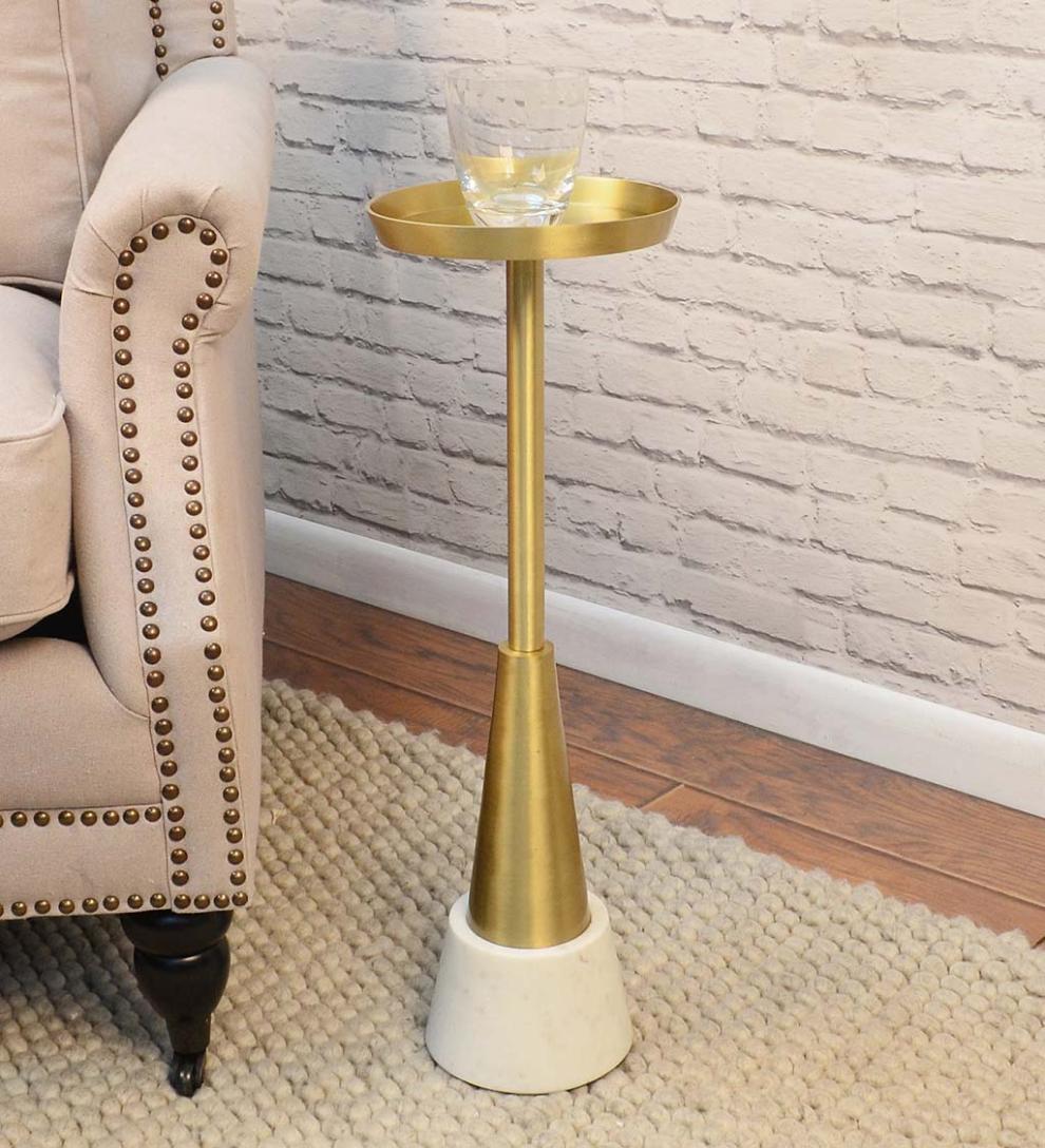 Plow &amp; Hearth Accent Tables | Indoor Living Small Davenport Drink Table - Gold