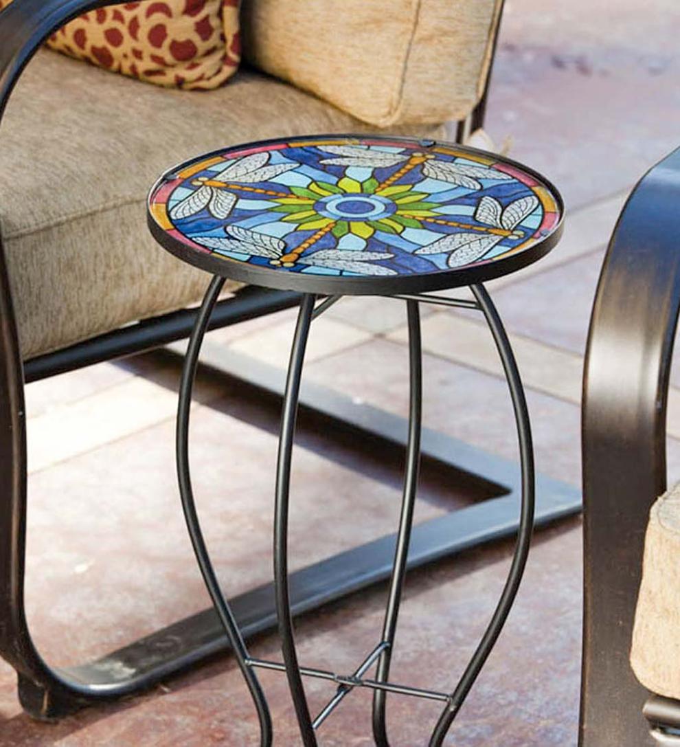 Plow &amp; Hearth Accent Tables | Indoor Living Tiffany-Inspired Dragonfly Accent Table