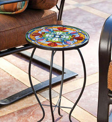 Plow &amp; Hearth Accent Tables | Indoor Living Tiffany-Inspired Floral Accent Table