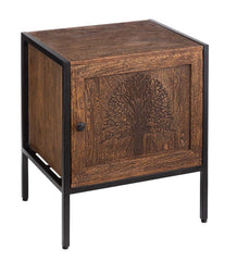 Plow &amp; Hearth Accent Tables | Indoor Living Tree Of Life Table With Storage Cabinet