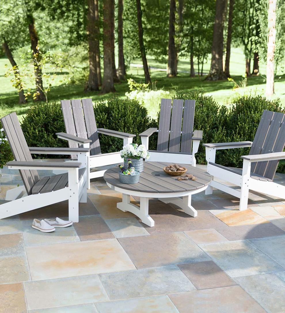 Plow &amp; Hearth Adirondack Chairs | Outdoor Living May River Outdoor Seating 5-Piece Conversation Set - Coastal Gray/White