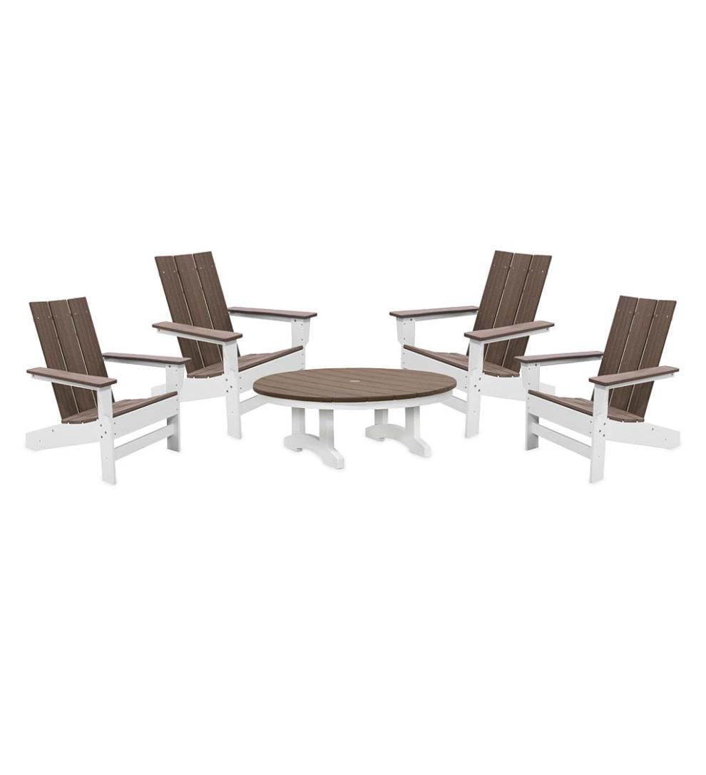 Plow &amp; Hearth Adirondack Chairs | Outdoor Living May River Outdoor Seating 5-Piece Conversation Set - Coastal Gray/White