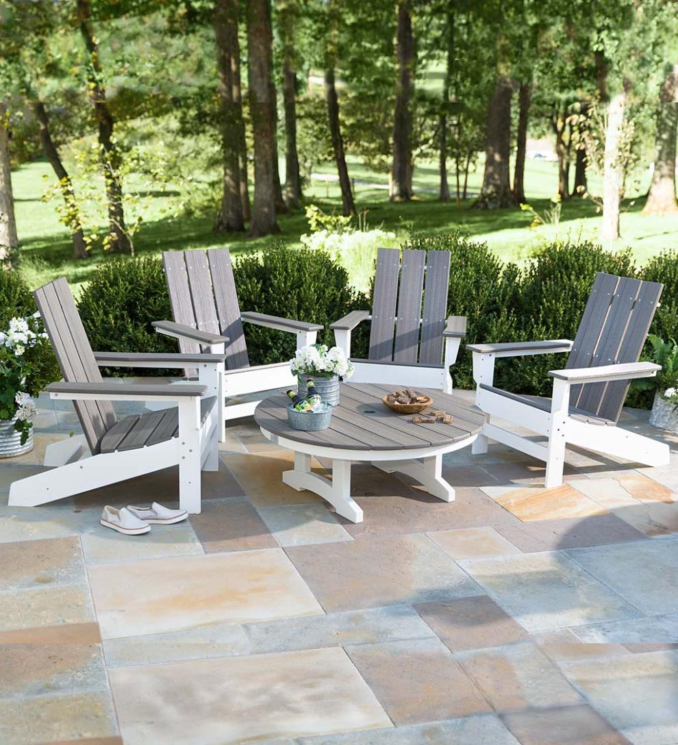 Plow &amp; Hearth Adirondack Chairs | Outdoor Living May River Outdoor Seating Adirondack Chair - Coastal Gray/White