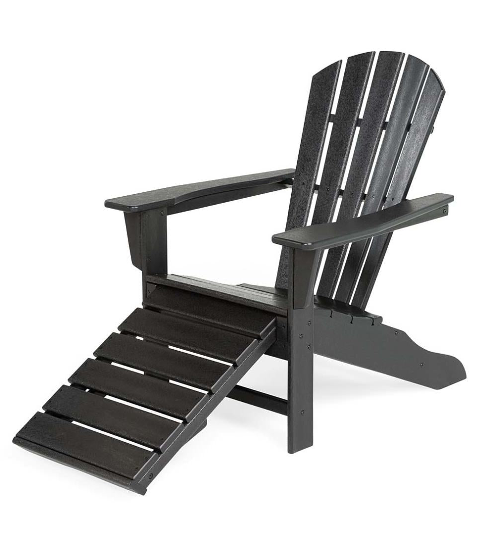 Plow &amp; Hearth Adirondack Chairs | Outdoor Living Polywood® Adirondack Chair With Hideaway Ottoman - Aruba