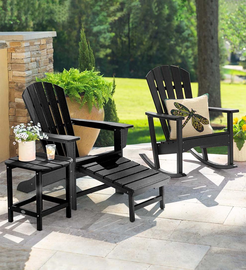 Plow &amp; Hearth Adirondack Chairs | Outdoor Living Polywood® Adirondack Chair With Hideaway Ottoman - Aruba
