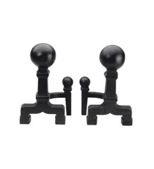 Plow &amp; Hearth Andirons | Fireplace &amp; Hearth Wrought Iron Ball Andirons - Black