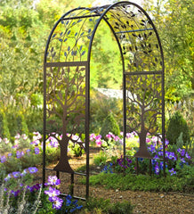 Plow &amp; Hearth Arbors &amp; Trellises | Yard &amp; Garden Metal Arched Garden Arbor With Tree Of Life Design