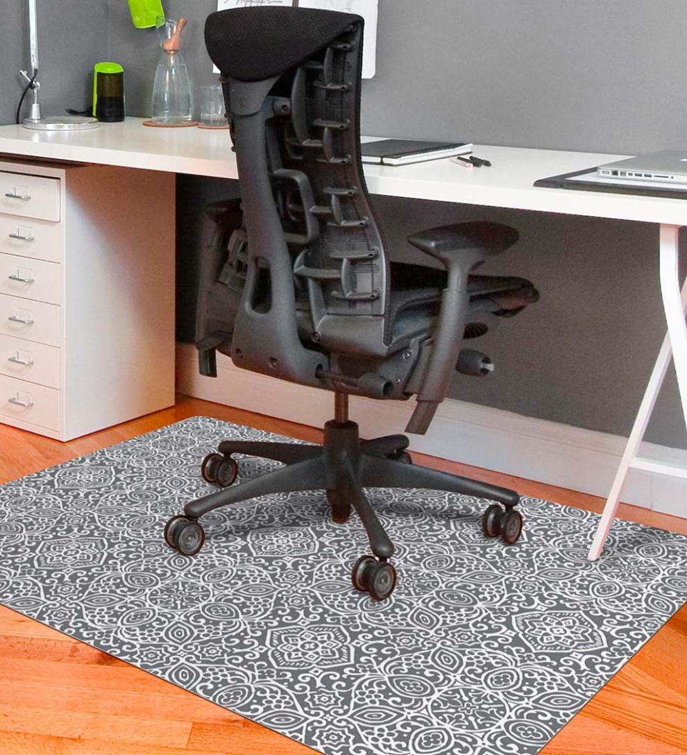 Plow &amp; Hearth Area Rugs | Indoor Living Arabesque Desk Chair Mat - Chocolate