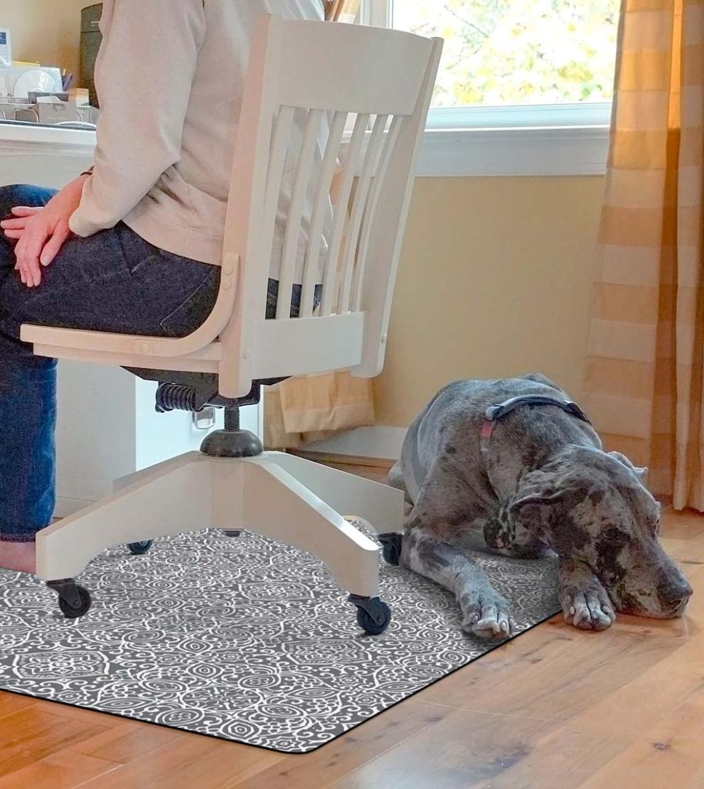 Plow &amp; Hearth Area Rugs | Indoor Living Arabesque Desk Chair Mat - Chocolate