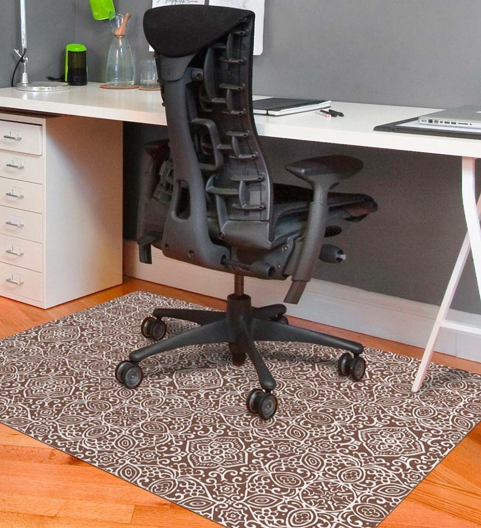 Plow &amp; Hearth Area Rugs | Indoor Living Arabesque Desk Chair Mat - Chocolate