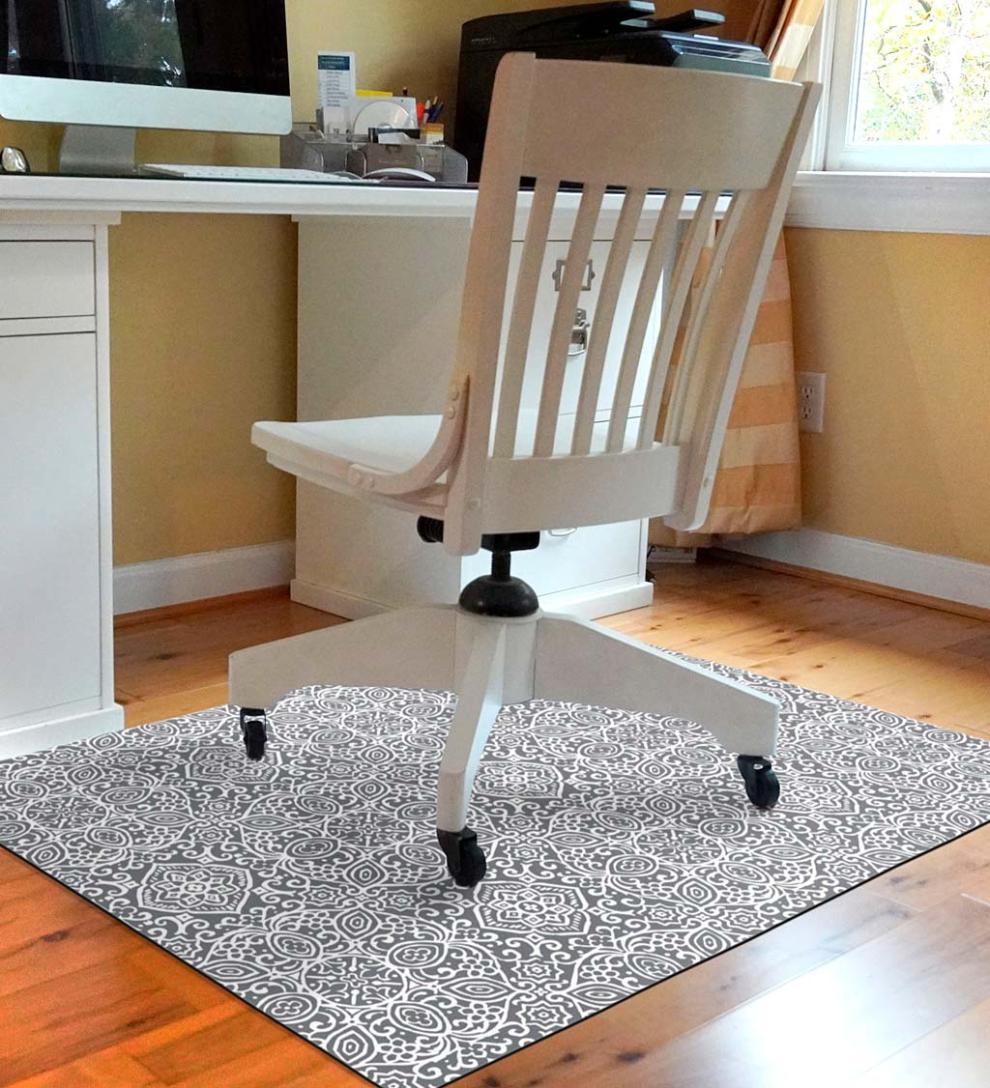 Plow &amp; Hearth Area Rugs | Indoor Living Arabesque Desk Chair Mat - Chocolate