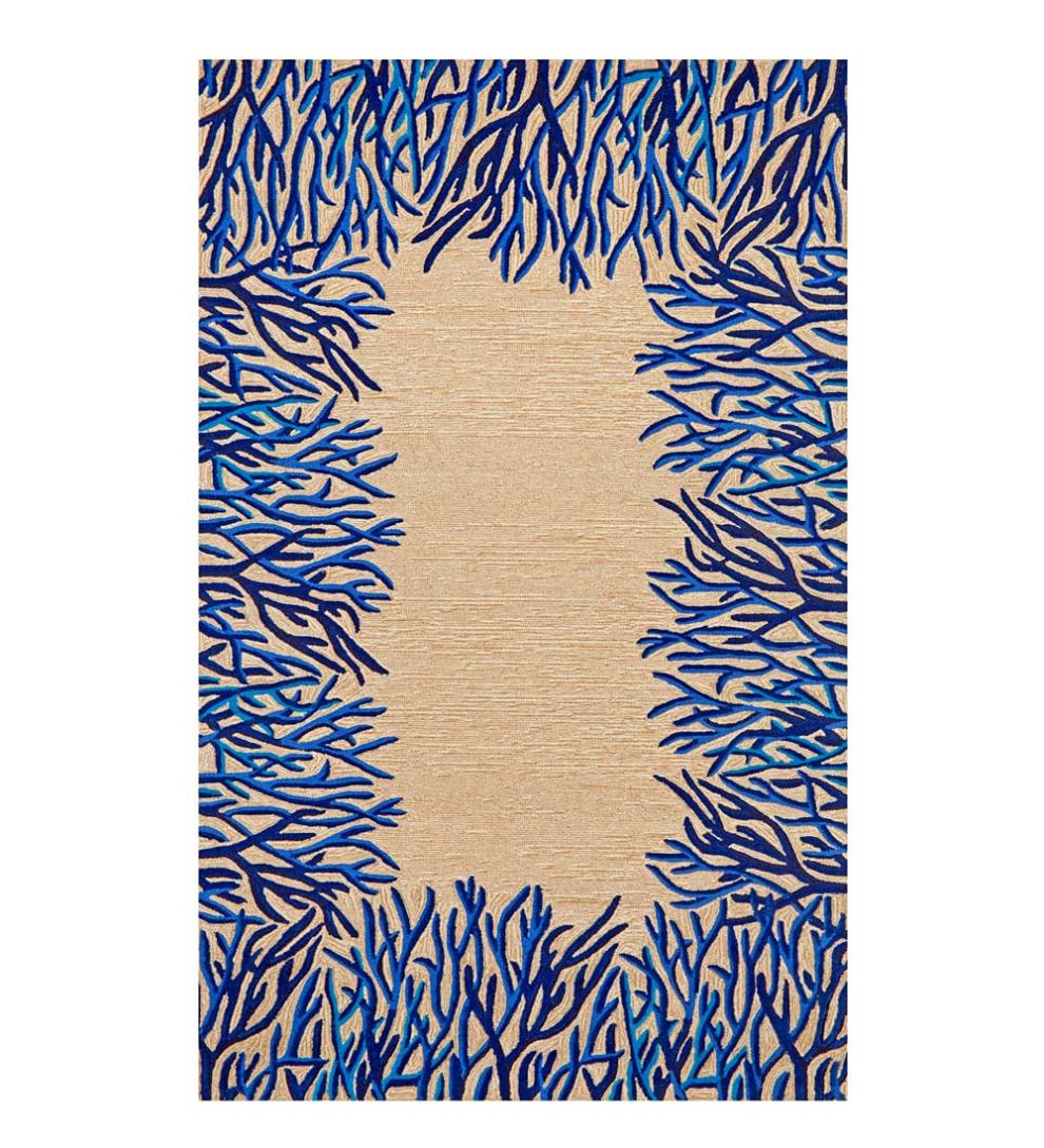 Plow &amp; Hearth Area Rugs | Indoor Living Blue Coral Border Indoor/Outdoor Rug
