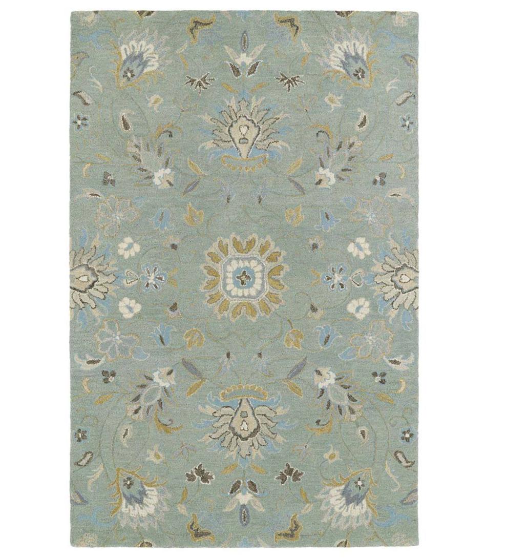 Plow &amp; Hearth Area Rugs | Indoor Living Mint Meadow Floral Vine Wool Rugs