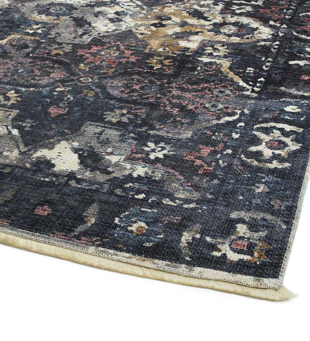 Plow &amp; Hearth Area Rugs | Indoor Living Riverside Midnight Easy-Care Polyester Area Rug