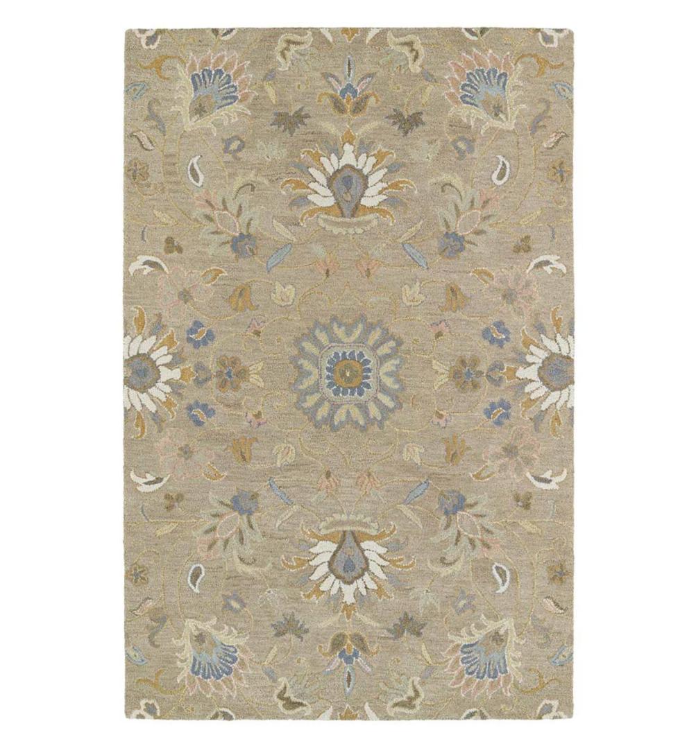 Plow &amp; Hearth Area Rugs | Indoor Living Tan Meadow Floral Vine Wool Rugs