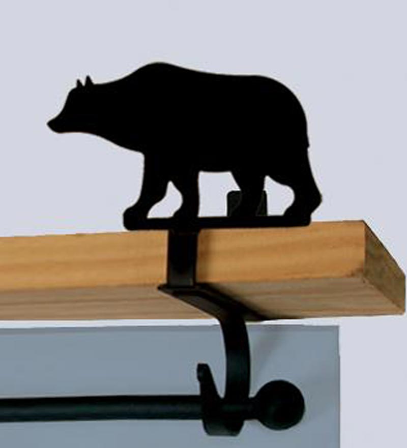 Plow &amp; Hearth Bath Accessories | Indoor Living Usa-Made Wrought Iron Curtain Shelf Brackets - Bear