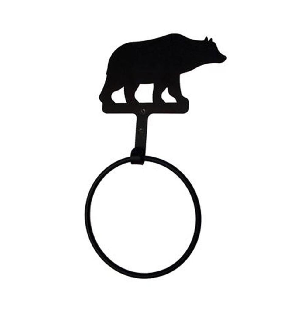 Plow &amp; Hearth Bath Accessories | Indoor Living Usa-Made Wrought Iron Decorative Towel Ring - Bear