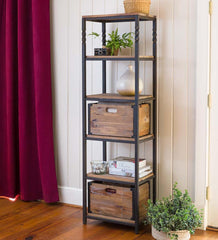 Plow &amp; Hearth Bedroom Furniture | Indoor Living Deep Creek Etagere Storage Stand With Shelves